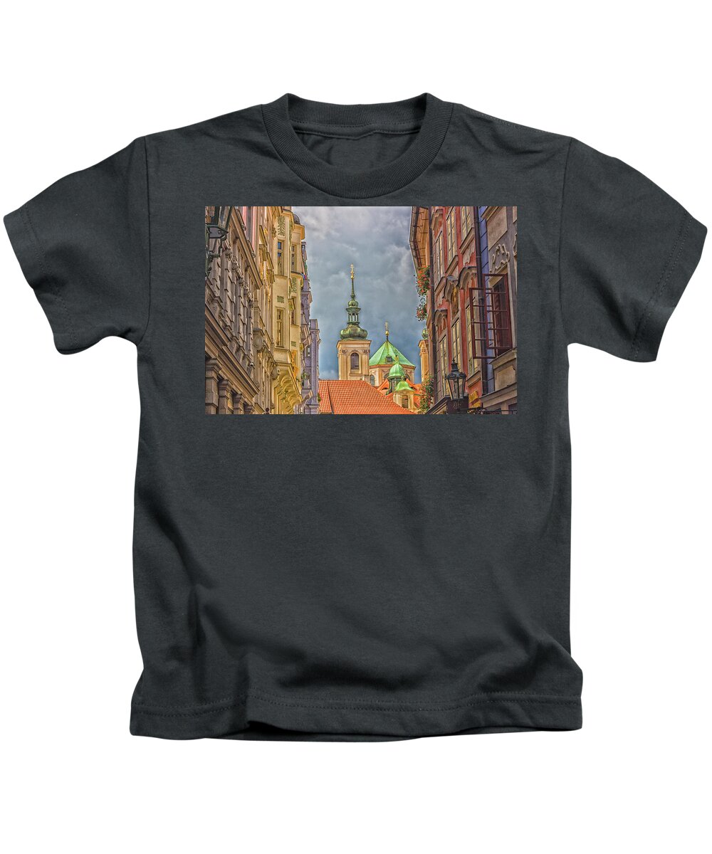 Alley Kids T-Shirt featuring the photograph Architecture of Prague #20 by Vivida Photo PC