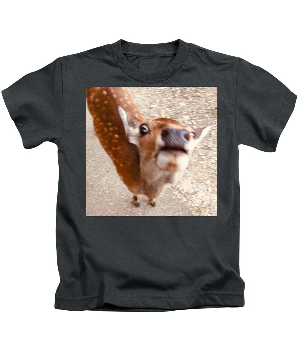 Deer Kids T-Shirt featuring the photograph Funny deer #1 by Batabatabat Batayan