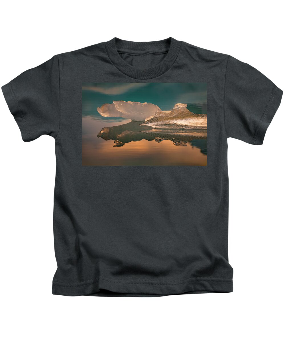 Sunset Kids T-Shirt featuring the photograph Sunset on Ice #1 by Scott Slone