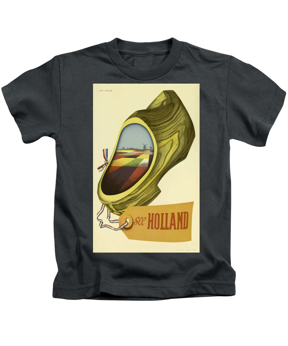 Holland Kids T-Shirt featuring the painting Vintage Travel Poster #8 by Esoterica Art Agency