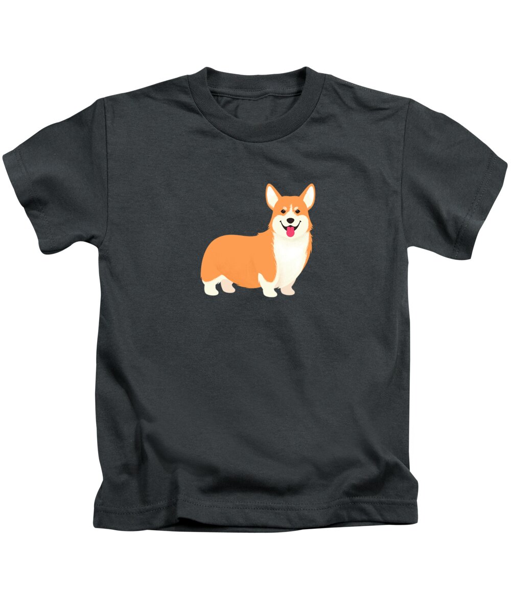 Painting Kids T-Shirt featuring the painting A Corgi Makes A House A Home by Little Bunny Sunshine