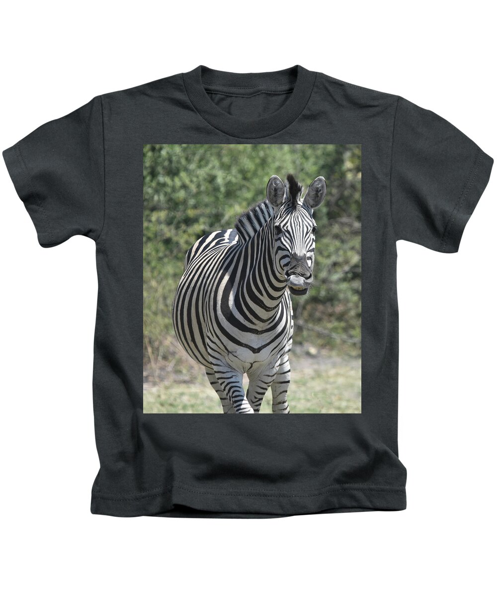 Zebra Kids T-Shirt featuring the photograph A Curious Zebra by Ben Foster