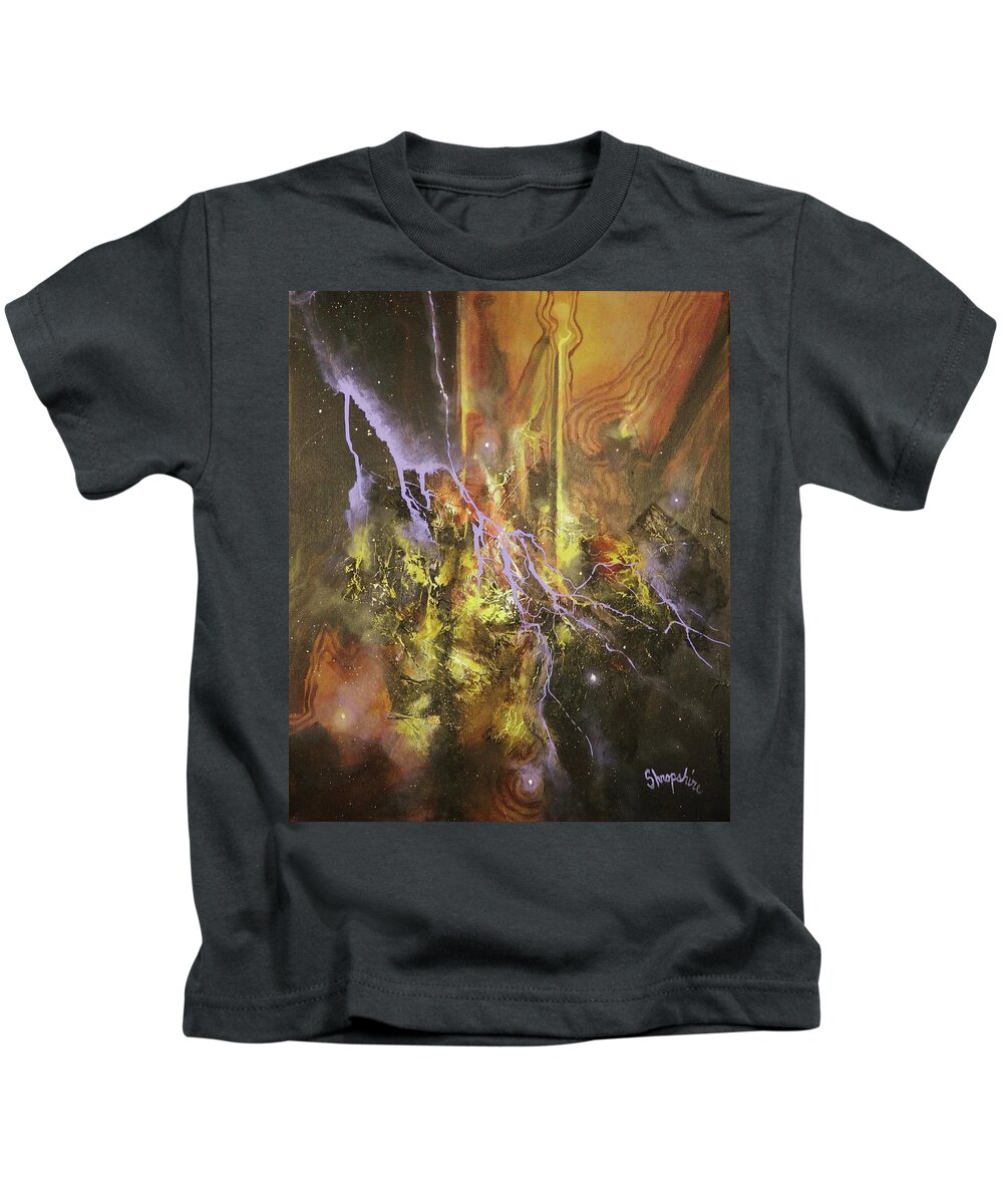 Abstract Kids T-Shirt featuring the painting Against the Grain by Tom Shropshire