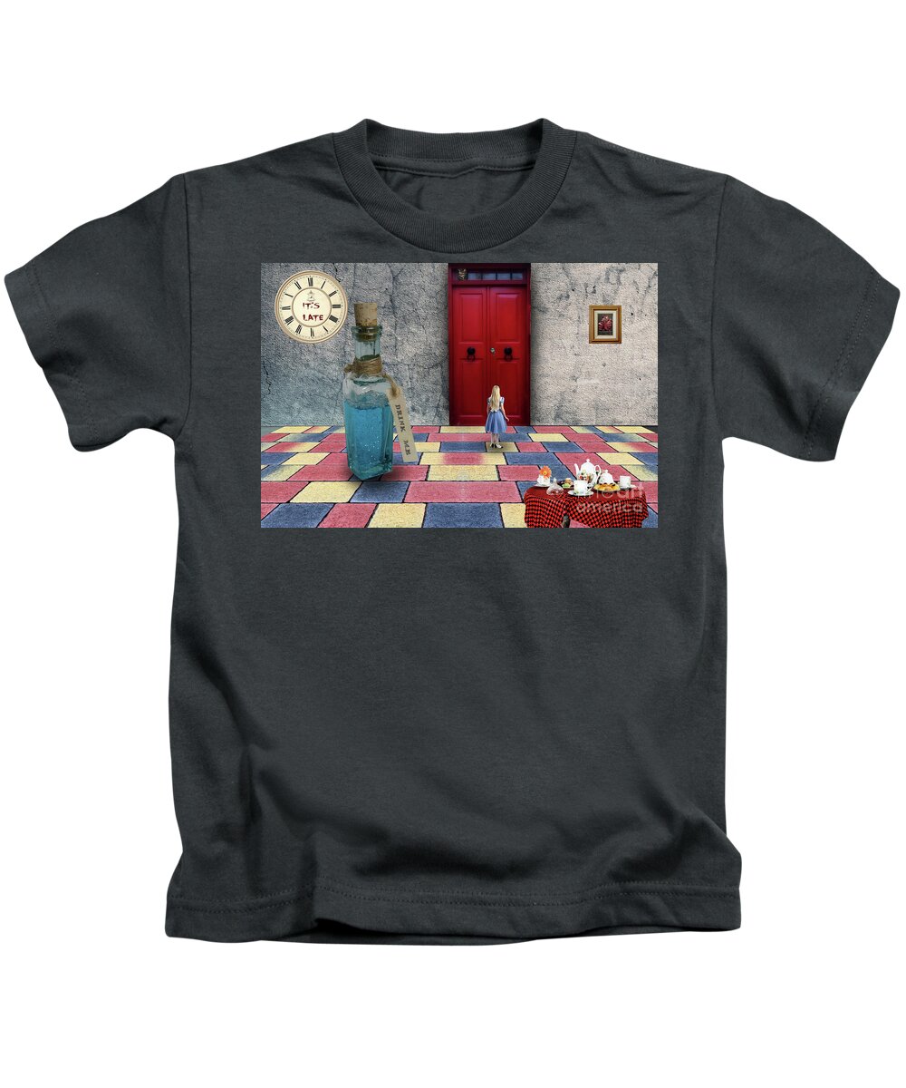 Alice Kids T-Shirt featuring the mixed media Alice 2 by Jim Hatch