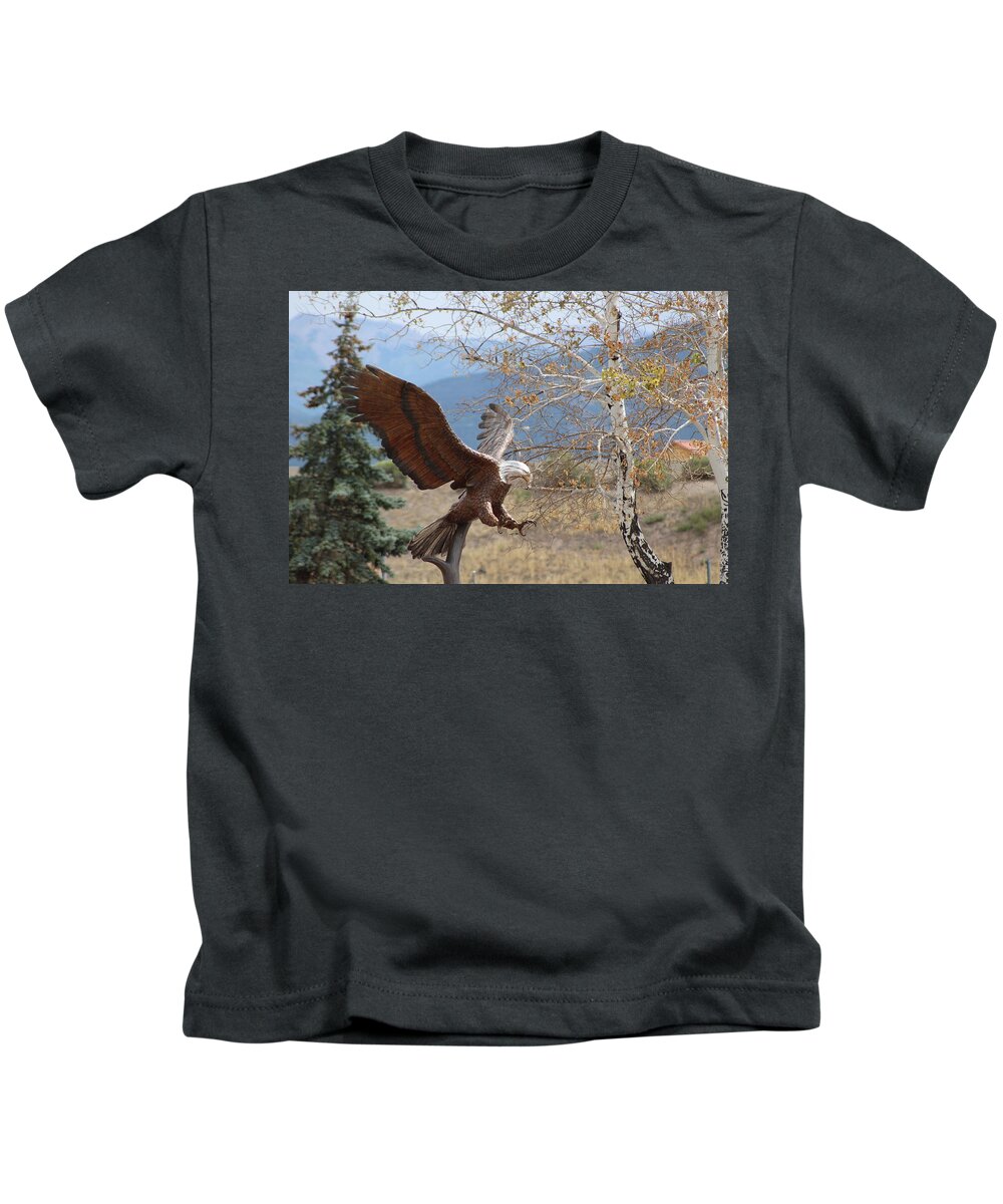 Eagle Kids T-Shirt featuring the photograph American Eagle in Autumn by Colleen Cornelius