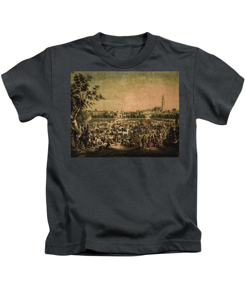 19th Century Kids T-Shirt featuring the painting Andres Cortes / 'The Seville Fair', Mid 19th century, Oil on canvas, 
Sevillian school, 0,84 x 1... by Andres Cortes -1812-1879-