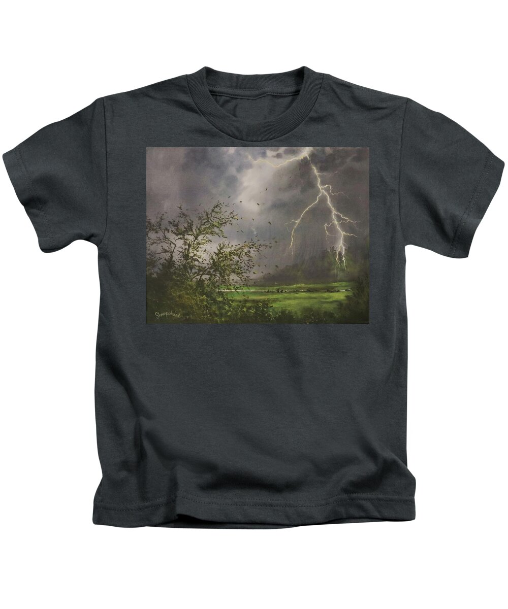 Storm Kids T-Shirt featuring the painting April Storm by Tom Shropshire