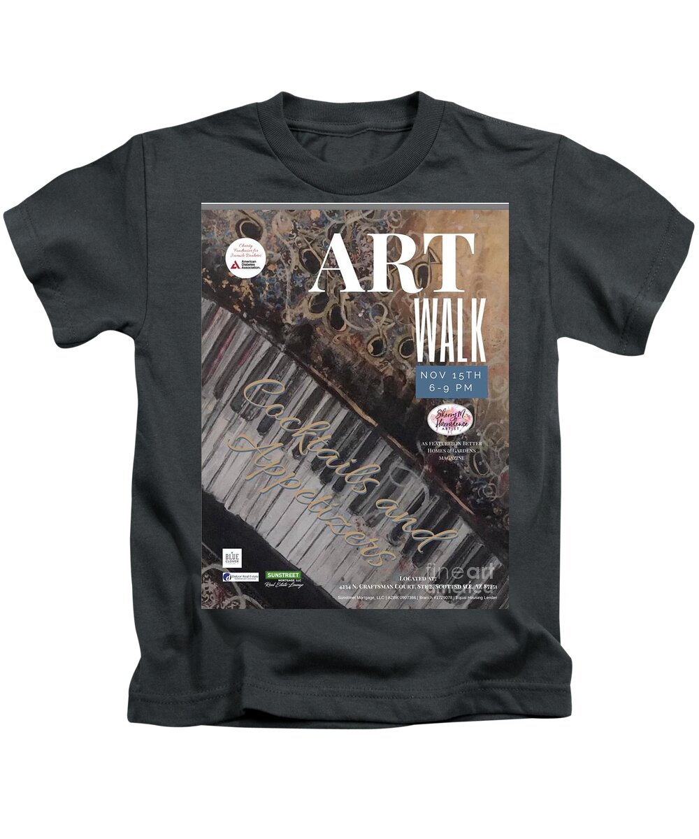 Artshow Kids T-Shirt featuring the painting Artwalk Art Show Scottsdale by Sherry Harradence