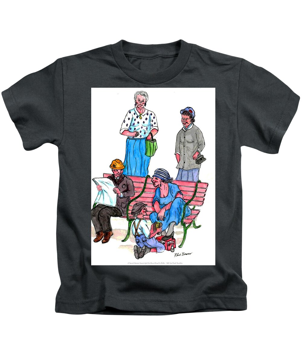 Decent Kids T-Shirt featuring the painting A Decent woman Never Gets A Shoe Shine In Public. by Philip And Robbie Bracco