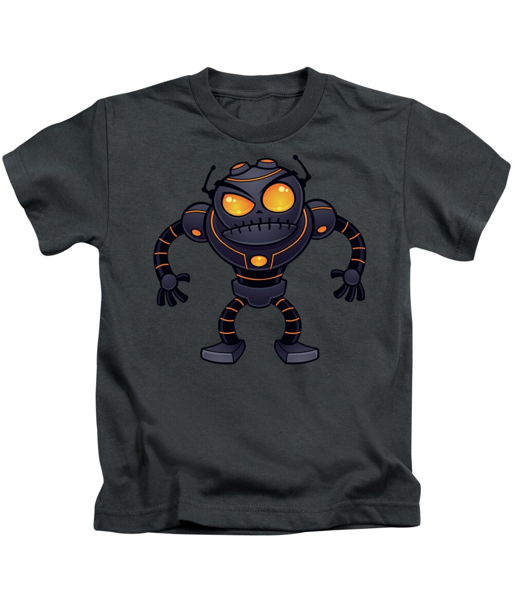 Robot Kids T-Shirt featuring the digital art Angry Robot by John Schwegel