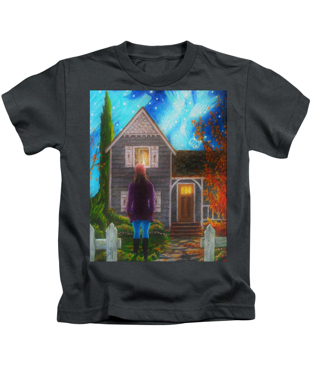 Returning Kids T-Shirt featuring the painting As Long As I See The Light by Matt Konar