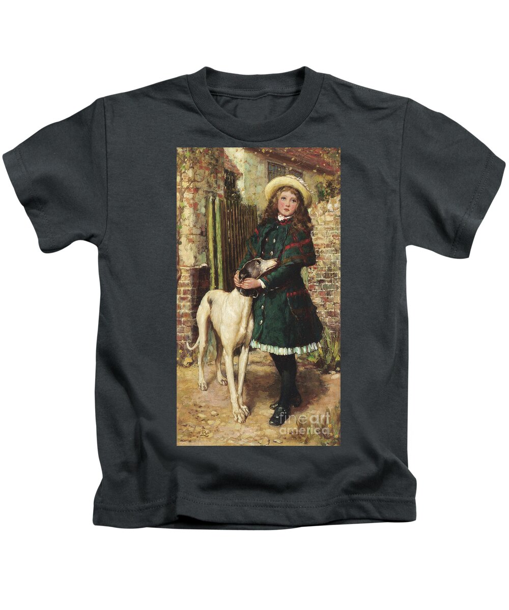 At The Garden Gate Kids T-Shirt featuring the painting At the garden gate, 1887 by Briton Riviere