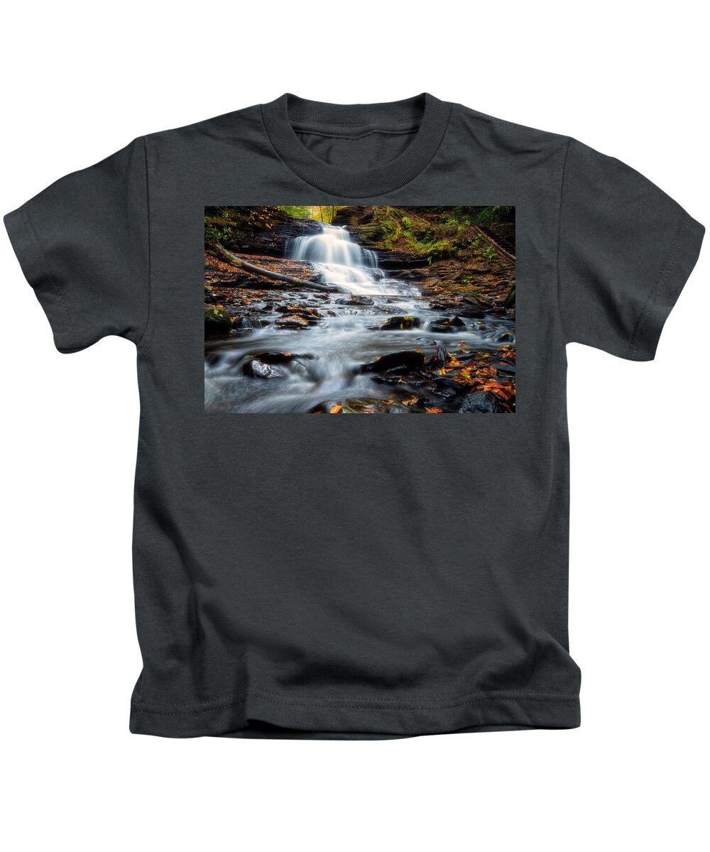 Ricketts Glen State Park Kids T-Shirt featuring the photograph Autumn Days by Russell Pugh