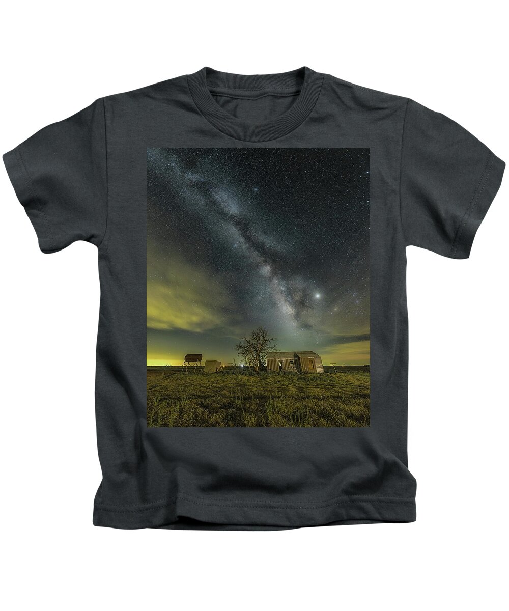 Milky Way Kids T-Shirt featuring the photograph Backyard With a View by James Clinich