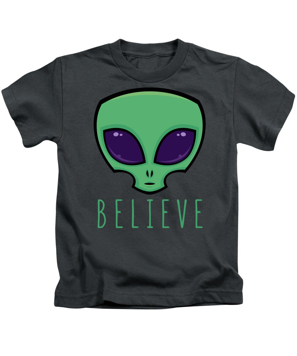 Alien Kids T-Shirt featuring the digital art Believe Alien Head by John Schwegel