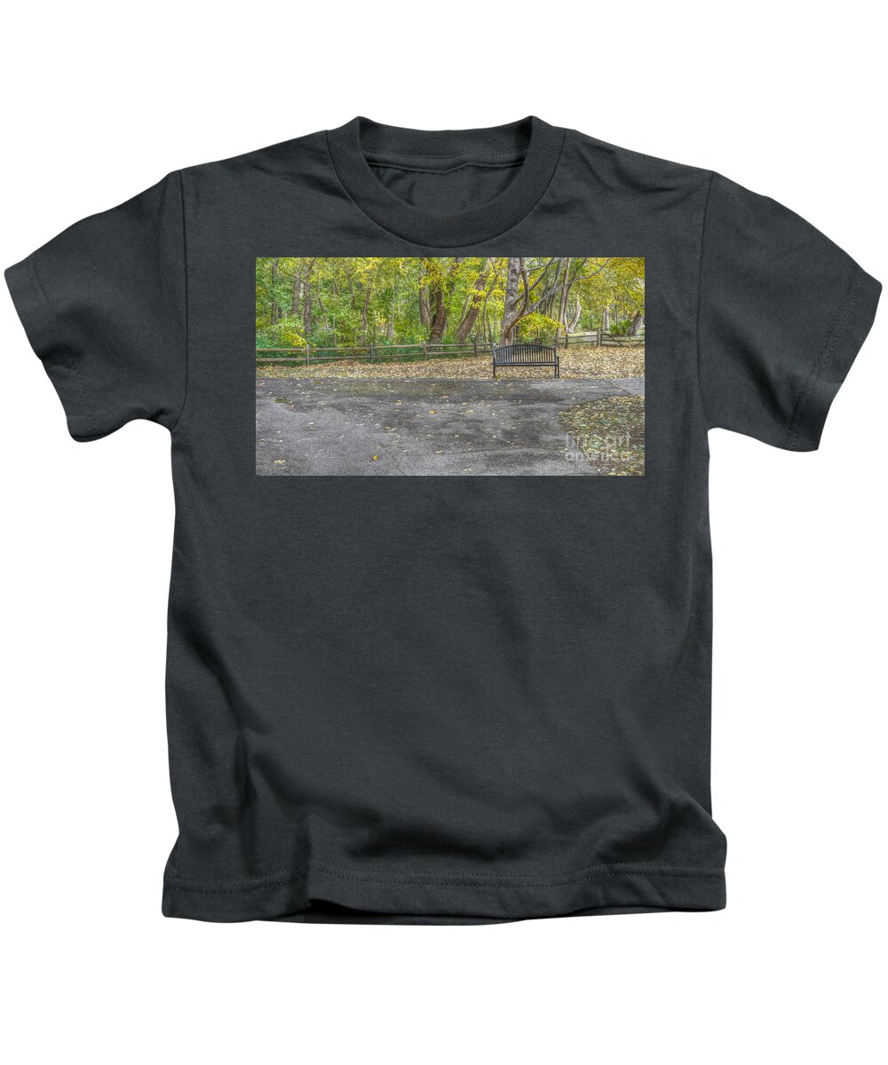 Bench Kids T-Shirt featuring the photograph Bench @ Sharon Woods by Jeremy Lankford