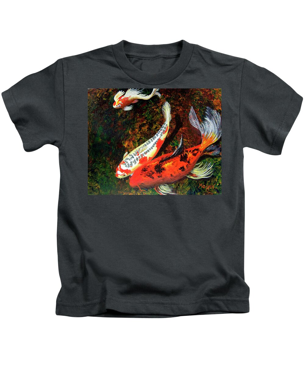 Koi Painting Kids T-Shirt featuring the painting Best Buddies by Megan Collins