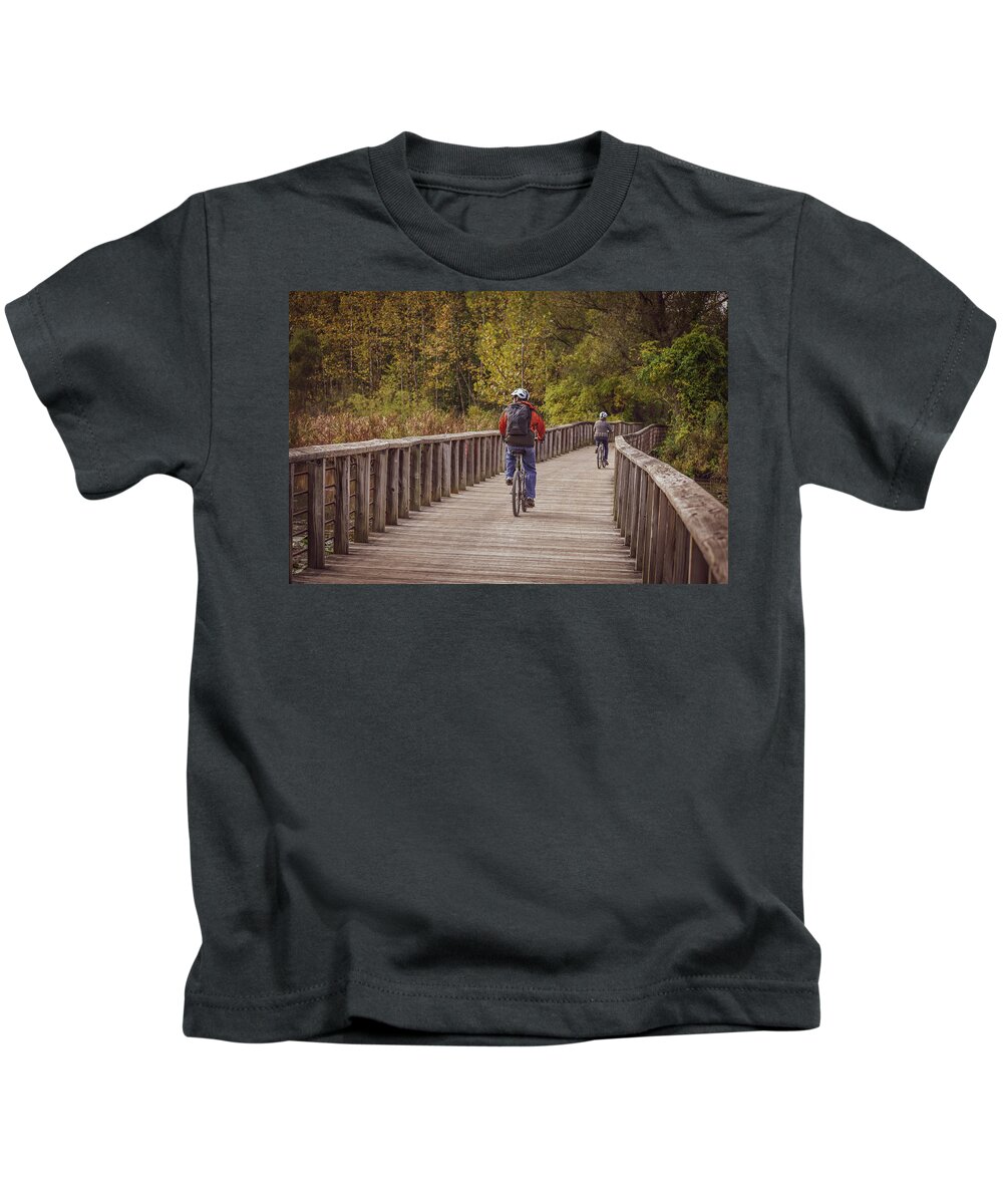 Bike Kids T-Shirt featuring the photograph Bikers by Michelle Wittensoldner