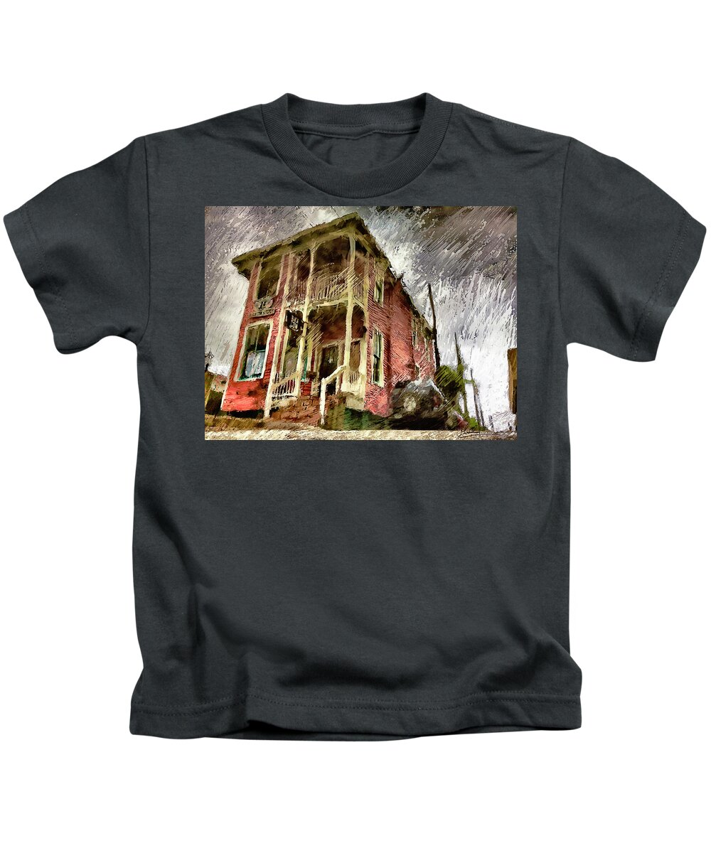 Architecture Kids T-Shirt featuring the photograph Black Cow by GW Mireles