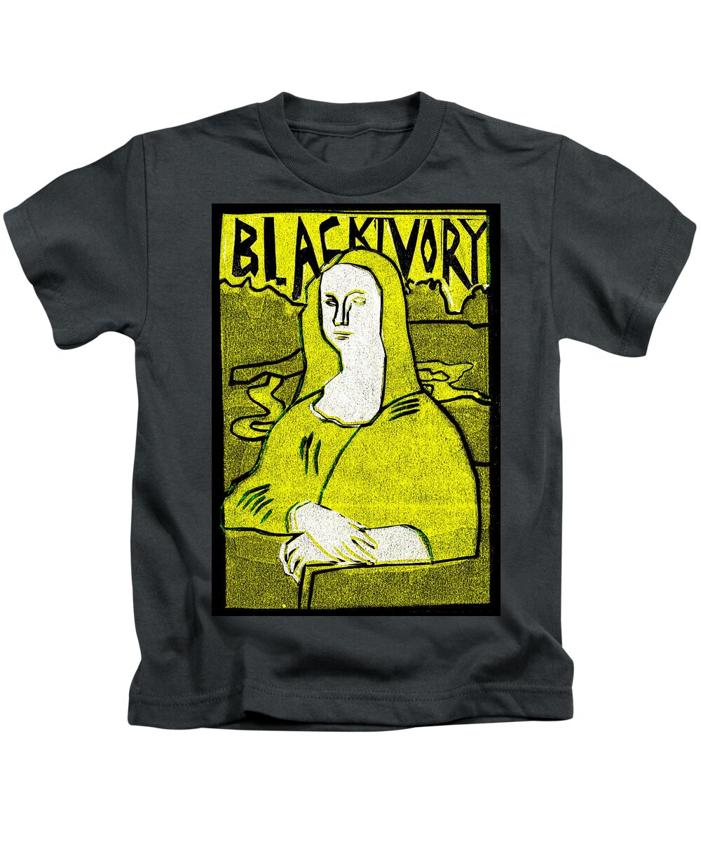 Mona Lisa Kids T-Shirt featuring the relief Black Ivory Mona Lisa 10 by Edgeworth Johnstone