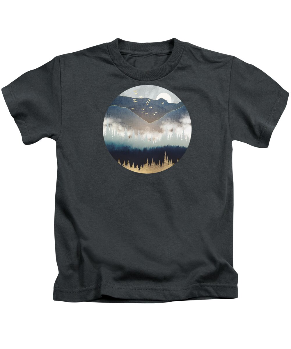 Digital Kids T-Shirt featuring the digital art Blue Mountain Mist by Spacefrog Designs