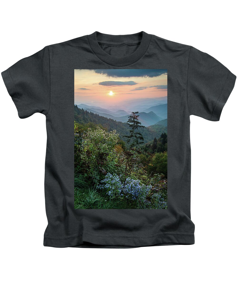 Landscape Kids T-Shirt featuring the photograph Blue Ridge Parkway NC October Wildflowers by Robert Stephens