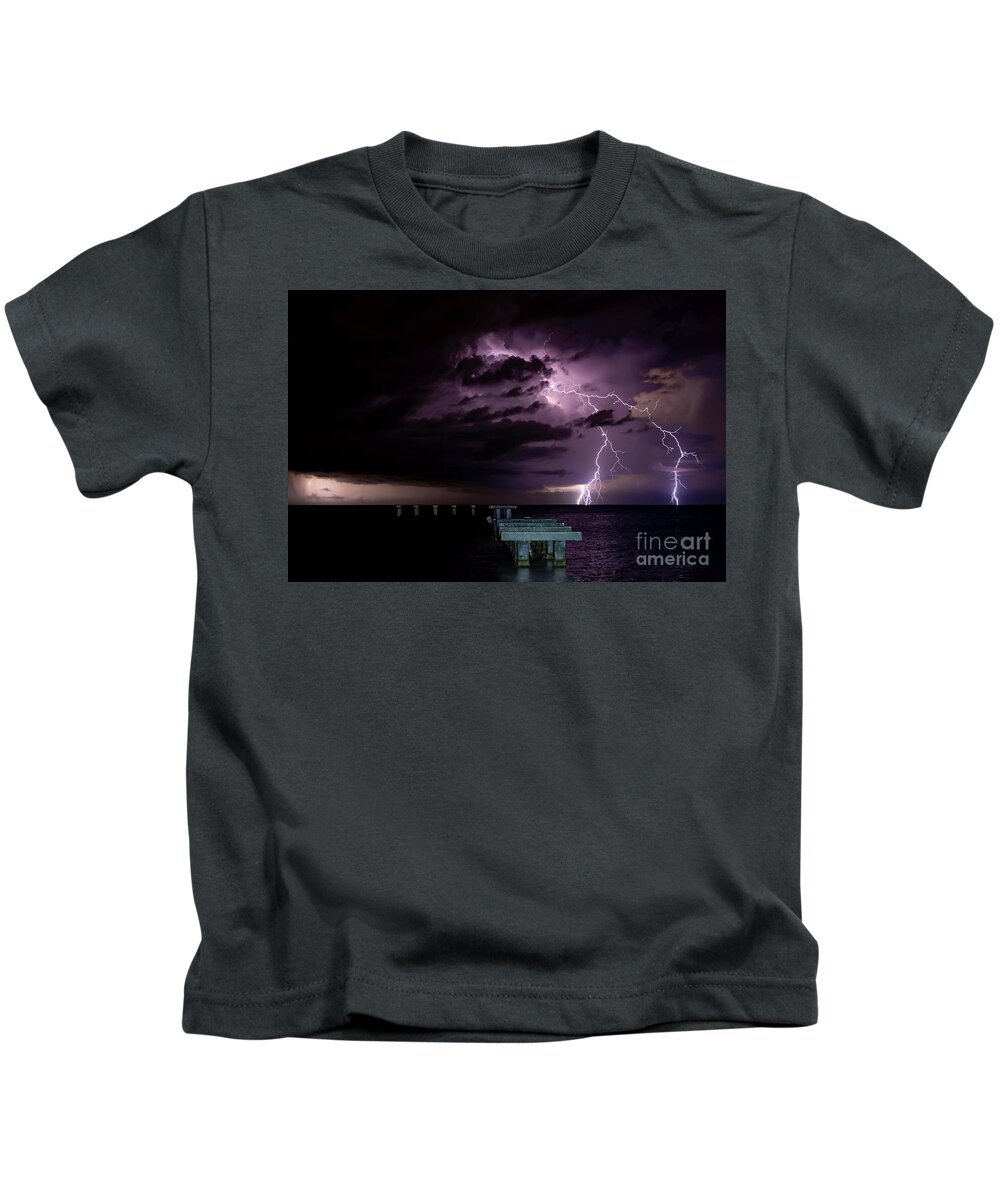 Lightning Kids T-Shirt featuring the photograph Boca Nights by Quinn Sedam