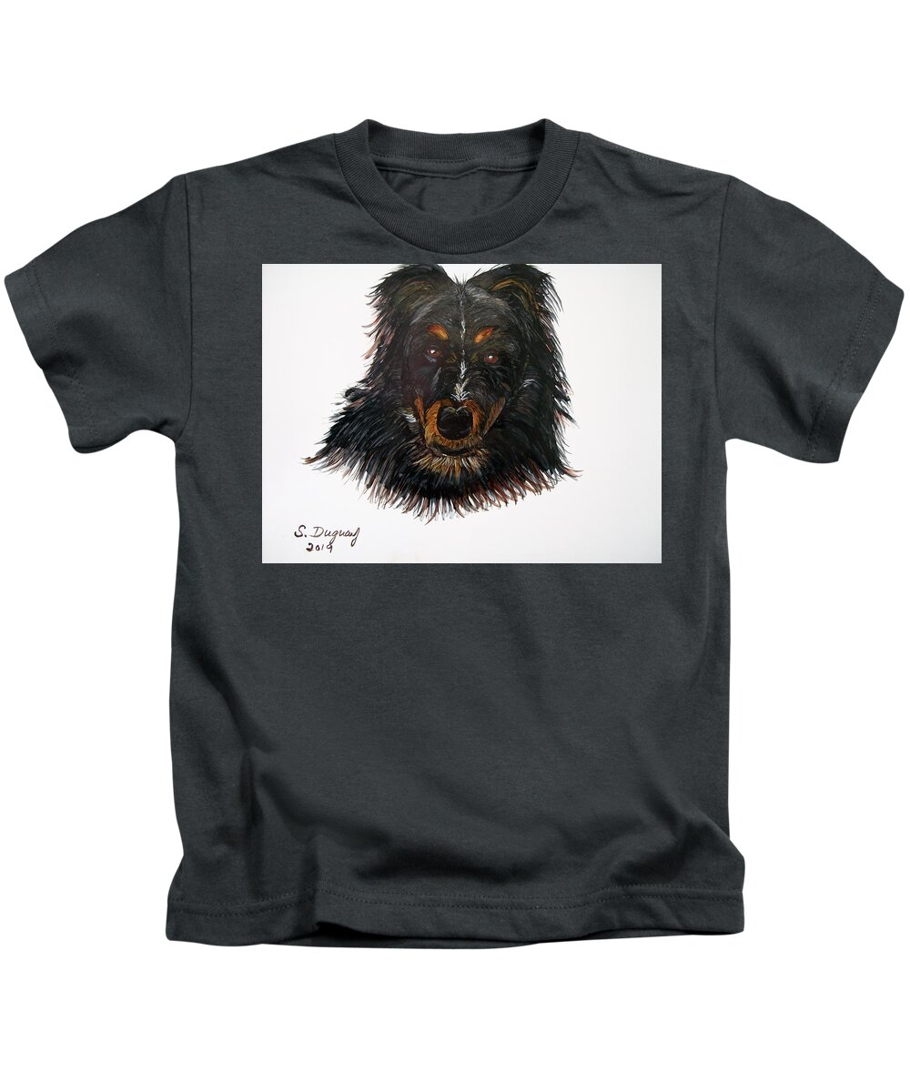 Border Kids T-Shirt featuring the drawing Border Collie Cross by Sharon Duguay