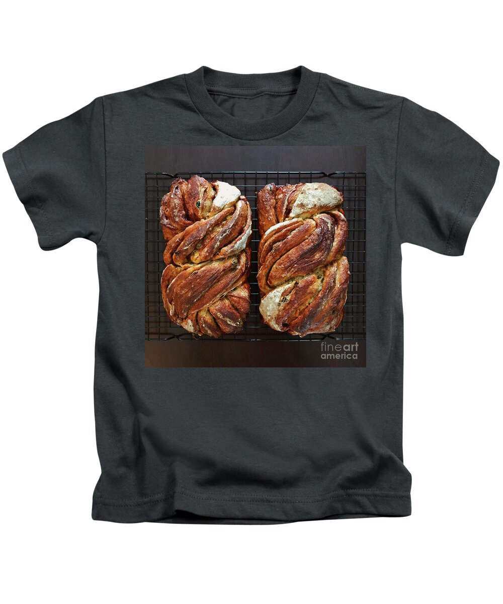 Bread Kids T-Shirt featuring the photograph Breakfast Sourdough Swirls by Amy E Fraser