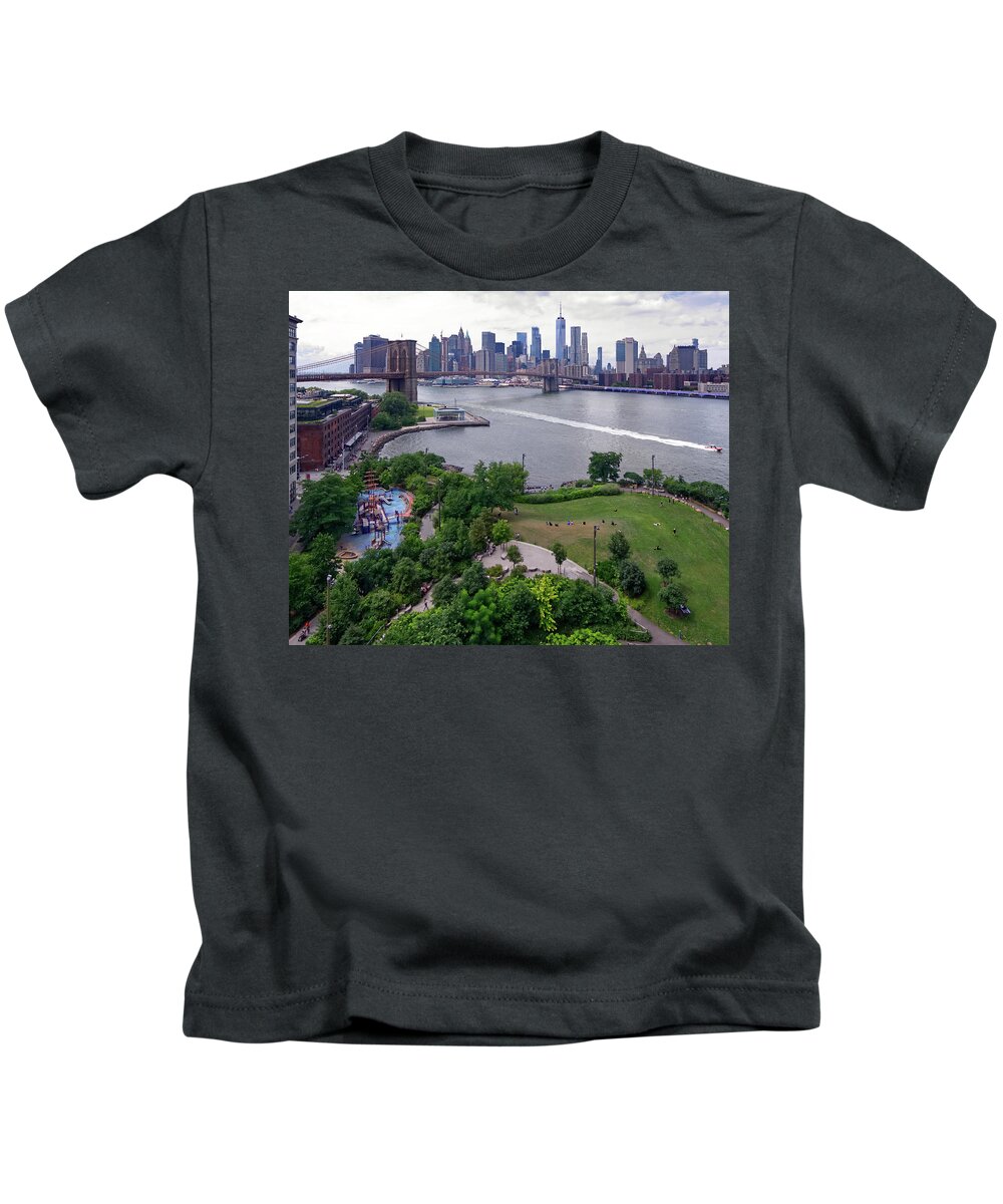 Brooklyn Bridge Park Kids T-Shirt featuring the photograph Brooklyn Bridge Park by S Paul Sahm