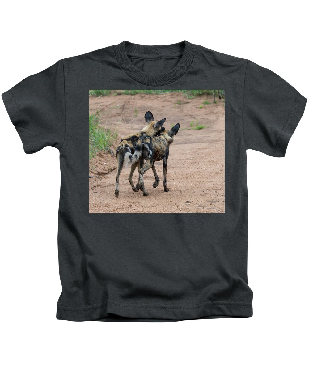 Wild Dog Kids T-Shirt featuring the photograph Brothers by Mark Hunter