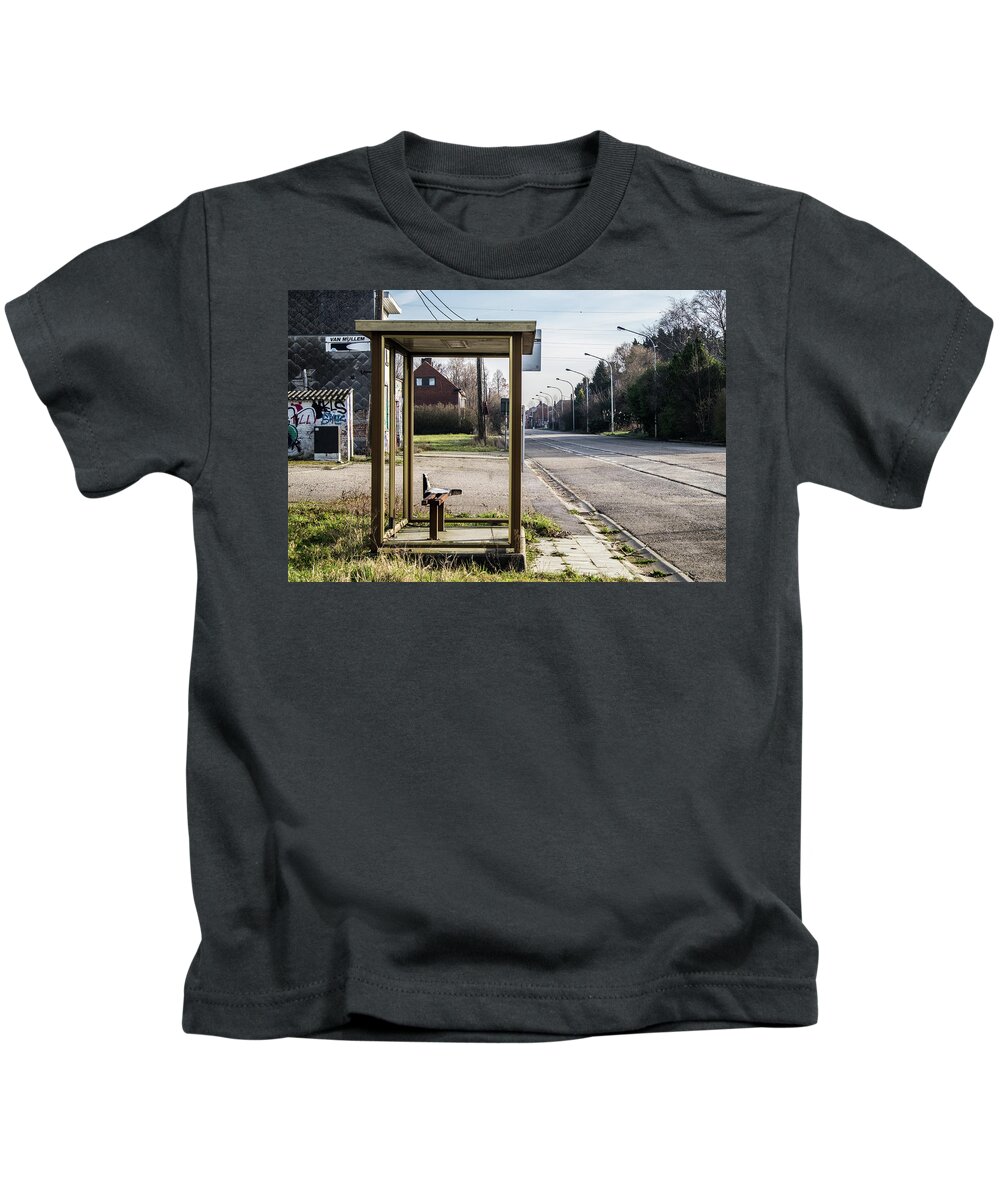 Glass Kids T-Shirt featuring the photograph Bus Shelter by Inge Elewaut