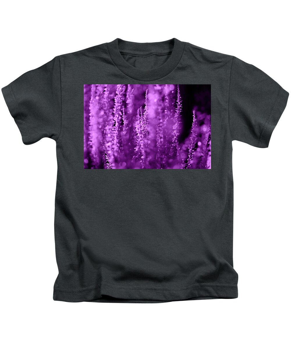 Calluna Kids T-Shirt featuring the photograph Calluna Vulgaris Harmony In Purple by Johanna Hurmerinta