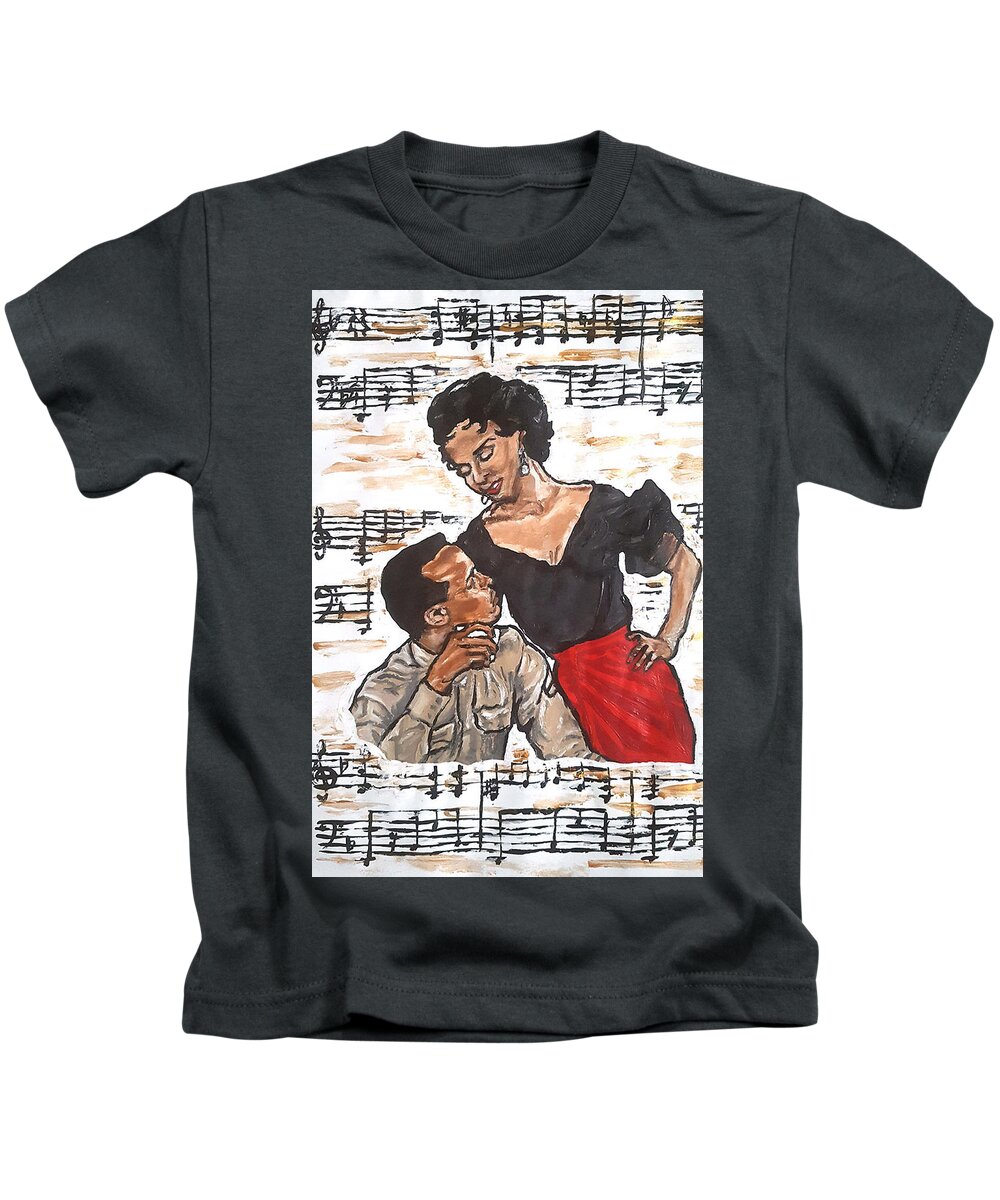 Carmen Jones Kids T-Shirt featuring the painting Carmen Jones - That's Love by Rachel Natalie Rawlins