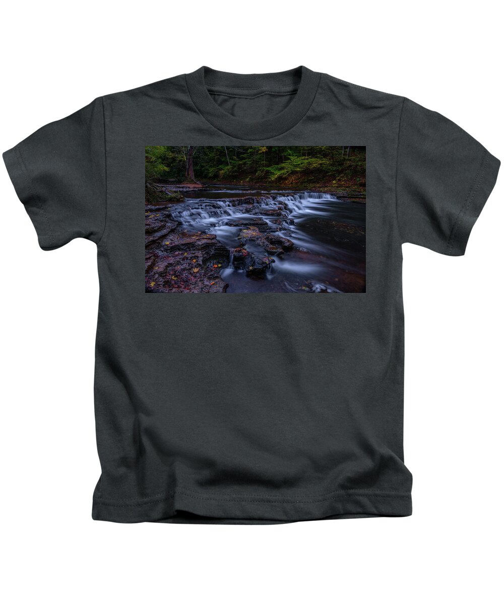 Sunset Kids T-Shirt featuring the photograph Cascading Waters by Johnny Boyd