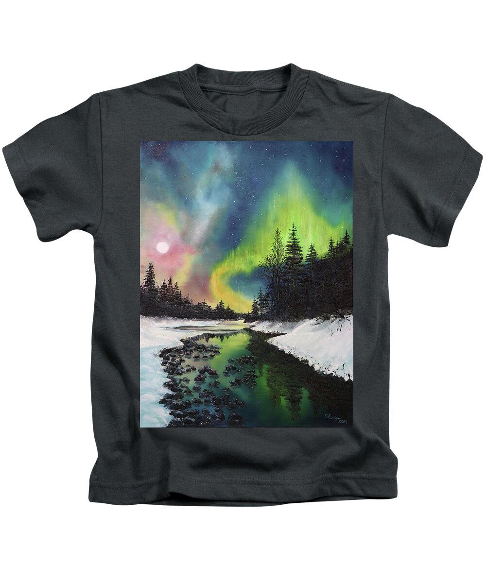 Landscape Kids T-Shirt featuring the painting Celestial Veils by Stephen Krieger