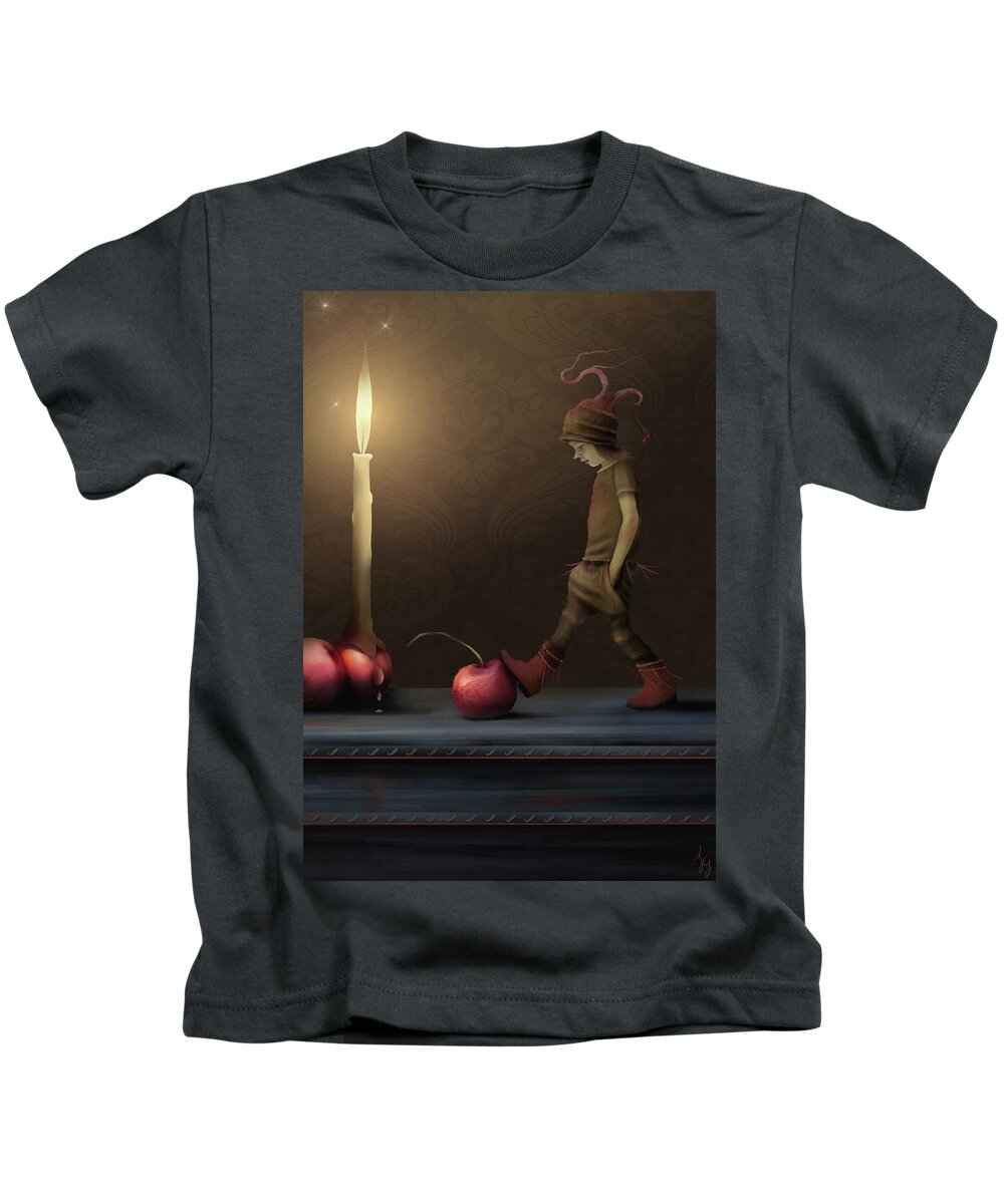 Fairy Kids T-Shirt featuring the painting Cherry Picking by Joe Gilronan