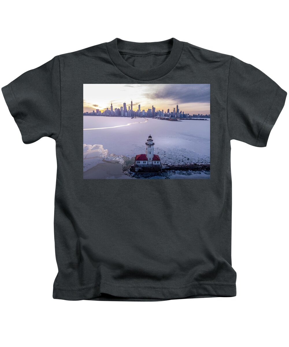 Chicago Kids T-Shirt featuring the photograph Chicago Harbor Lighthouse by Bobby K