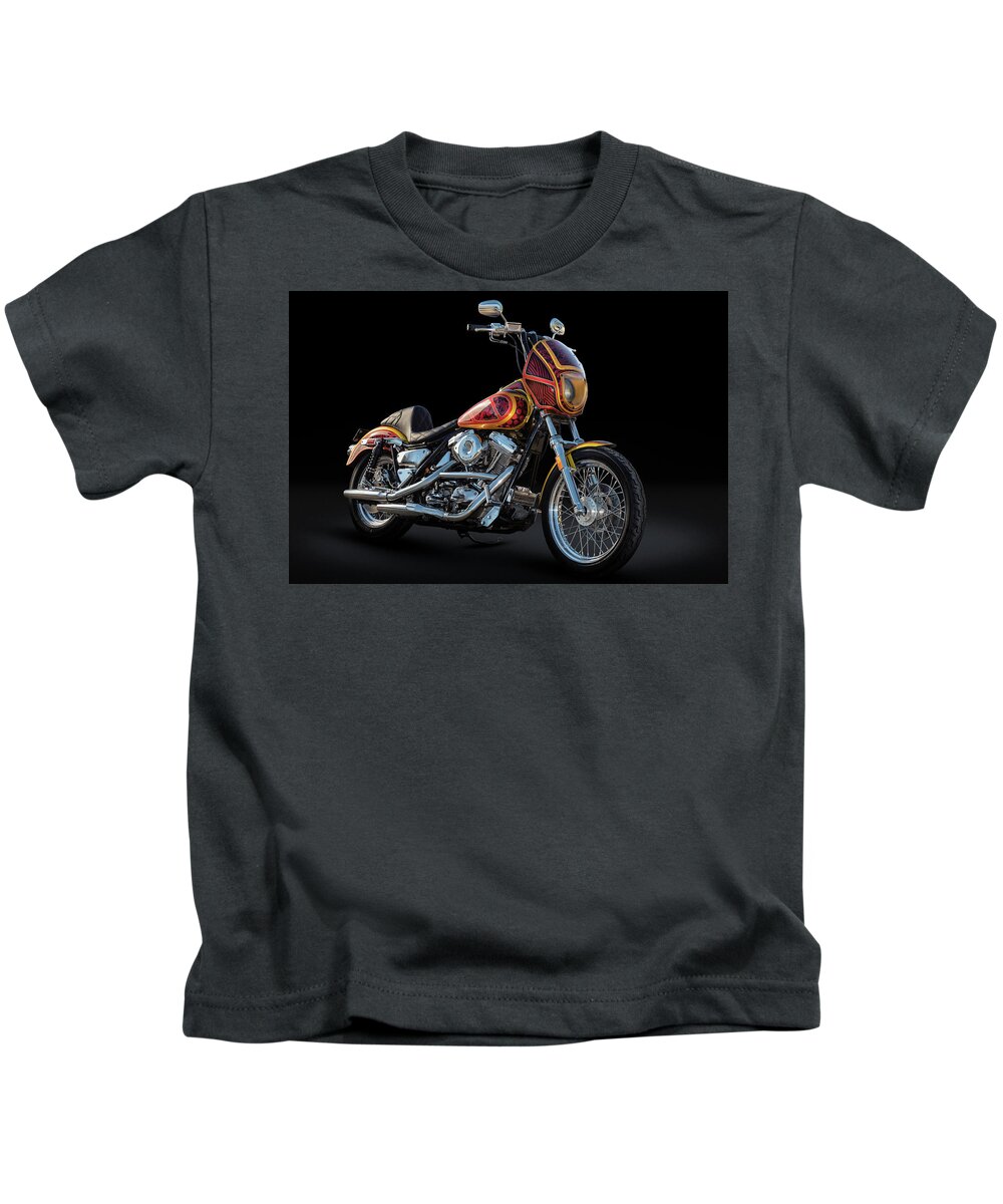 Harley Kids T-Shirt featuring the photograph Chuck and Sherry's FXRE by Andy Romanoff