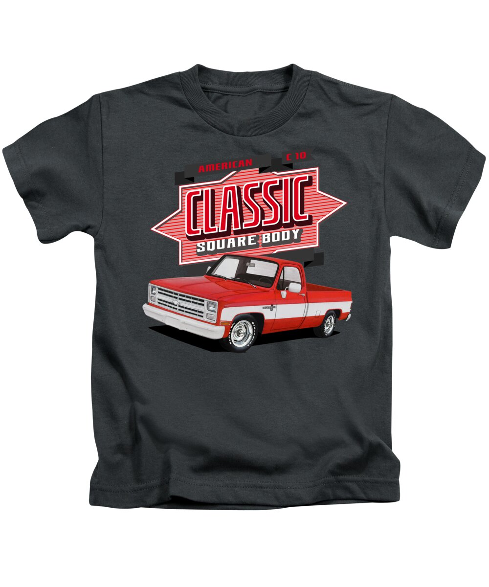 Classic Kids T-Shirt featuring the mixed media Classic Square Body by Paul Kuras