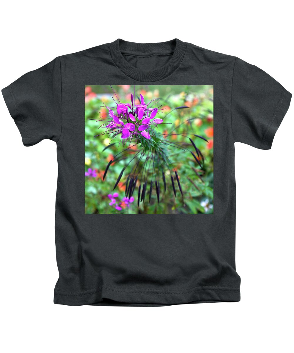 Flower Kids T-Shirt featuring the photograph Cleome - The Rose Queen by Noa Mohlabane