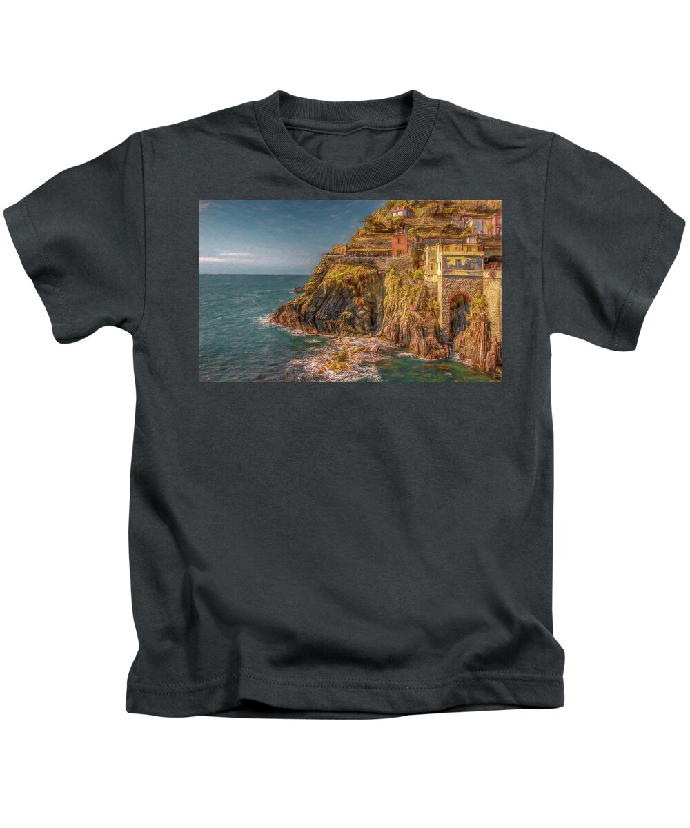Taly Kids T-Shirt featuring the photograph Cliff Hanger by Marcy Wielfaert