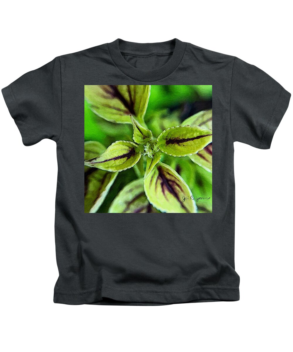 Brushstroke Kids T-Shirt featuring the photograph Coleus with Varegated Leaves by Jori Reijonen