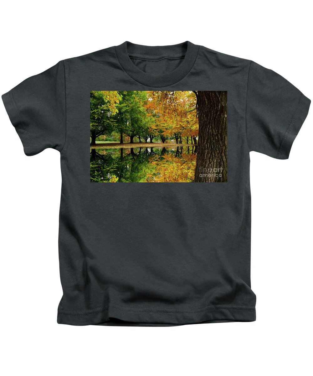 Autumn Kids T-Shirt featuring the photograph Colors of Autumn Reflections by Sandra J's