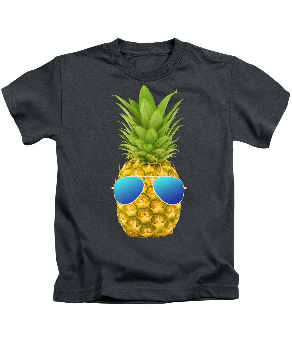 Pineapple Kids T-Shirt featuring the digital art Cool Pineapple by Megan Miller
