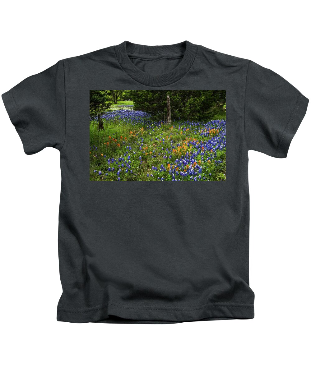 Texas Wildflowers Kids T-Shirt featuring the photograph Country Spring by Johnny Boyd