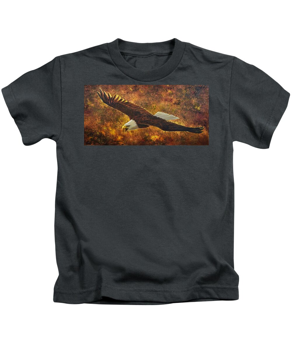 Eagle Kids T-Shirt featuring the painting Cry of the heart by Lynne Pittard