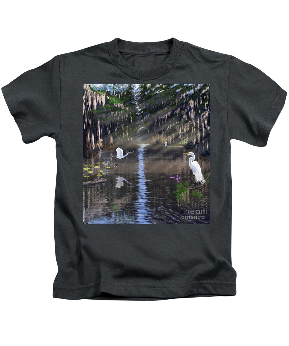 Square Kids T-Shirt featuring the digital art Cypress Dome Drama by Gary F Richards