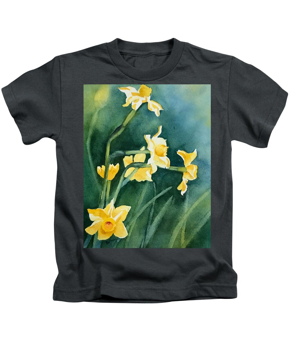 Daffodils Kids T-Shirt featuring the painting Daffodils by Beth Fontenot