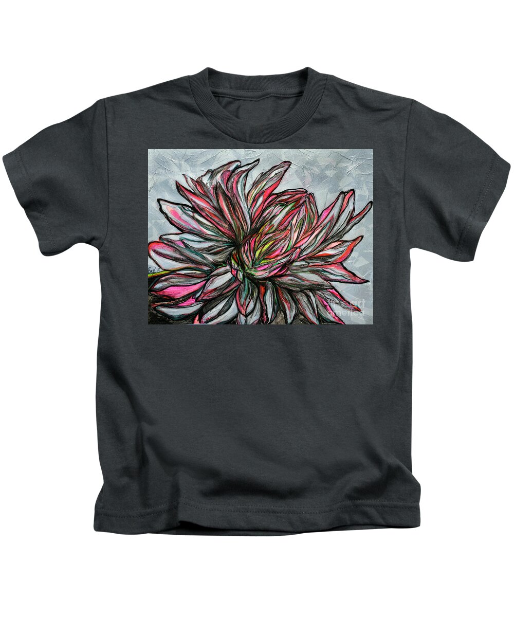 Dahlia Kids T-Shirt featuring the painting Dahlia by Rebecca Weeks